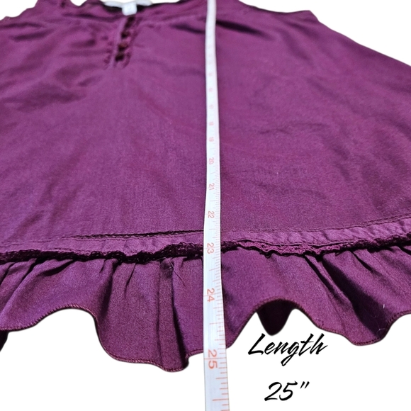 AEO Purple Ruffle Hem Tank Top Sz 4 Crochet Trim Boho Cottagecore 100% Cotton - Picture 12 of 12